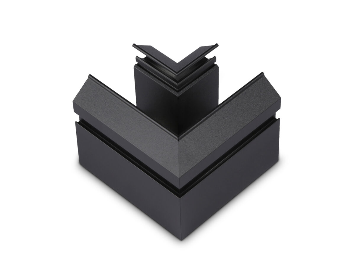 GL1043 BK черный коннектор угловой для корпуса в натяжной потолок Magnetic 220V 100*100*61 — изображение 1