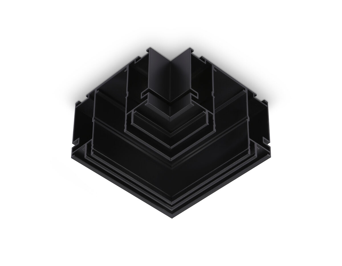 GL1046 BK черный коннектор угловой для шинопровода в натяжной потолок Magnetic 220V 100*100*51 — изображение 1