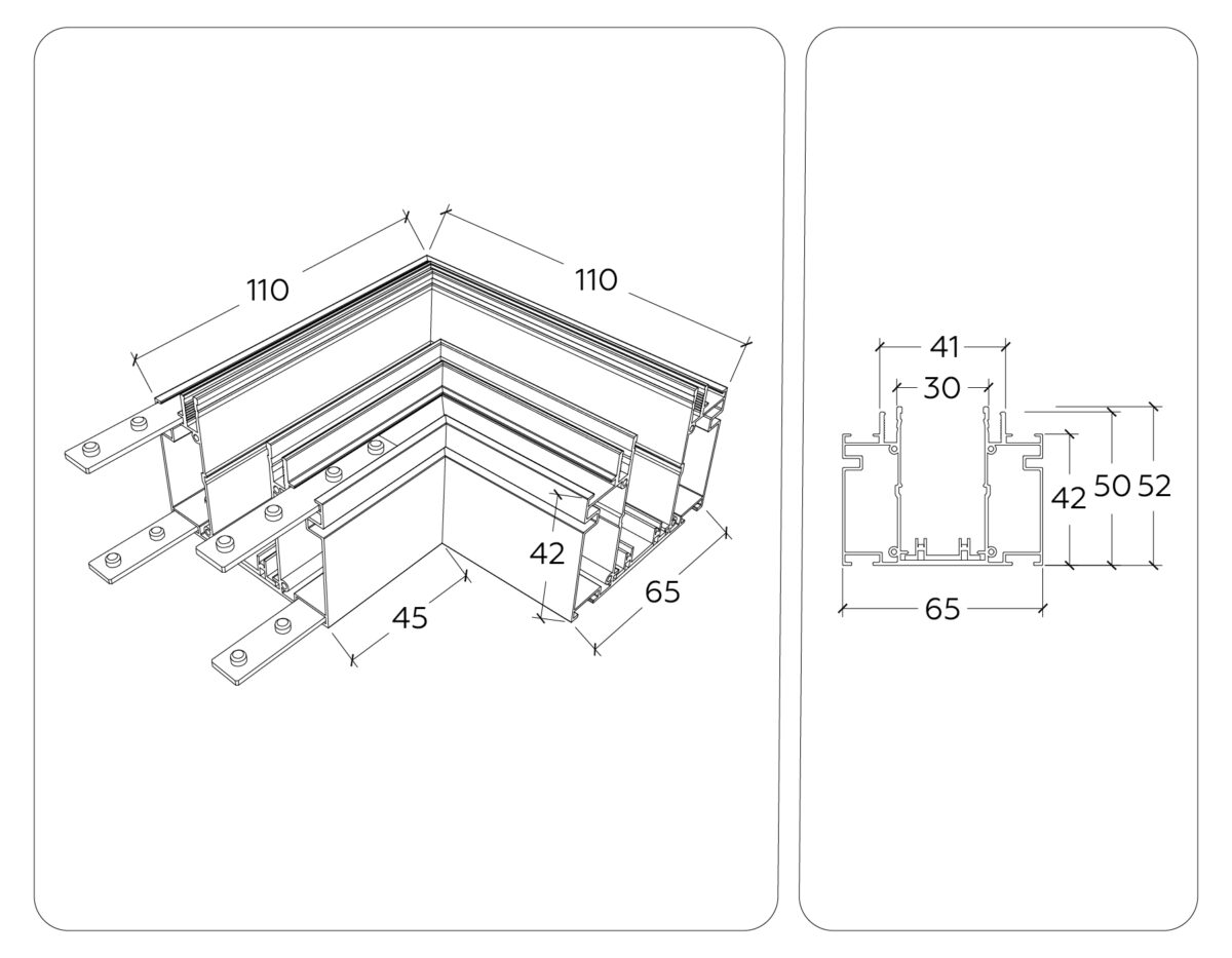 GL1046 BK черный коннектор угловой для шинопровода в натяжной потолок Magnetic 220V 100*100*51 — изображение 4