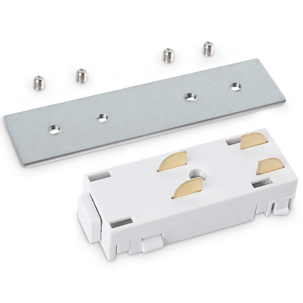 GL1105 WH белый коннектор питания с соеденителем прямой для шинопровода Magnetic 220V 68*28.5*18