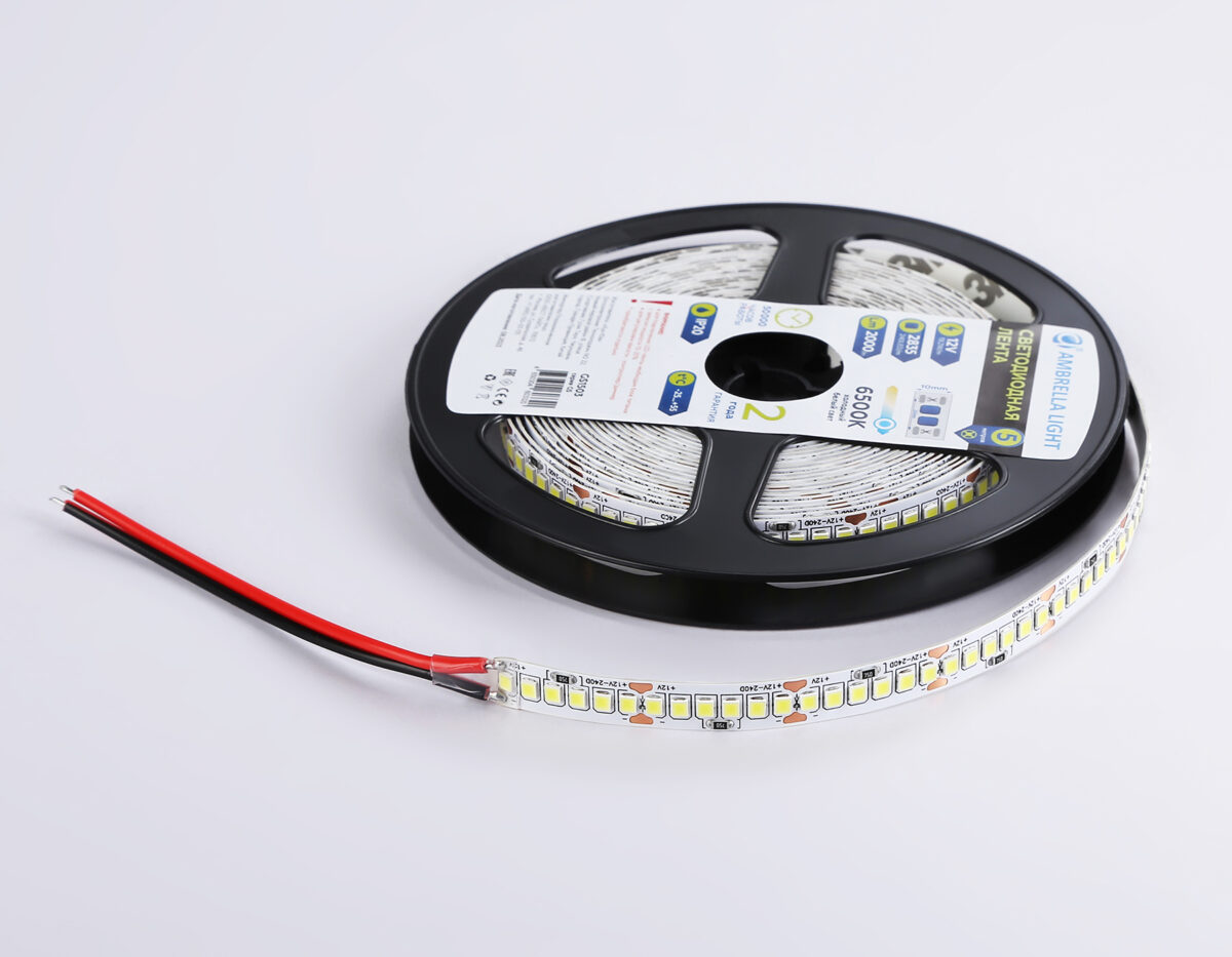 GS1503 2835 240Led/ 19.2W m/ 12V IP20 6500K/ 5000*10*1.2mm (2 конт.) — изображение 6