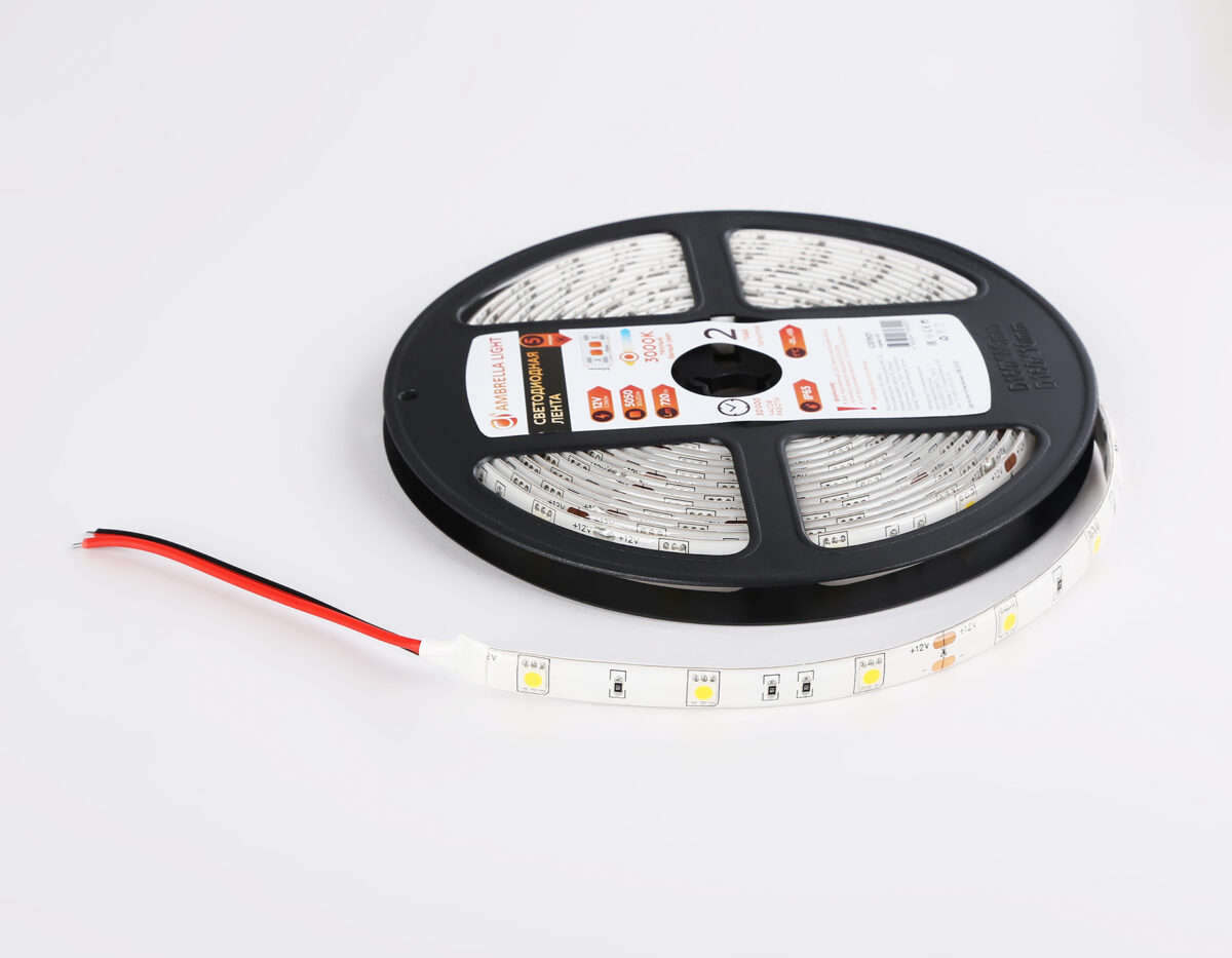 GS1901 5050 30Led/ 7.2W m/ 12V IP65 3000K/ 5000*10*2.87mm (2 конт.) — изображение 6