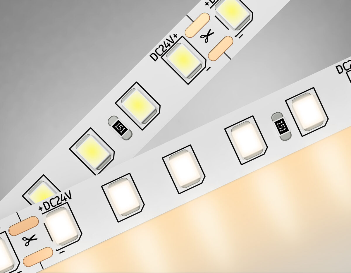 GS3101 2835 120Led/ 10W m/ 24V IP20 3000K/ 5000*8*1.2mm (2 конт.) — изображение 9