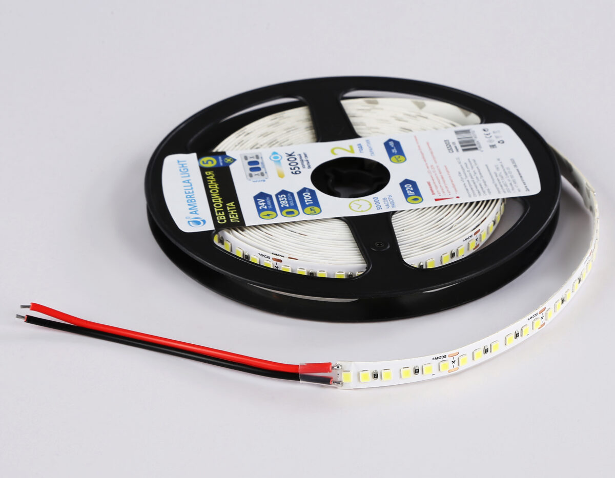 GS3203 2835 180Led/ 14.4W m/ 24V IP20 6500K/ 5000*8*1.2mm (2 конт.) — изображение 6