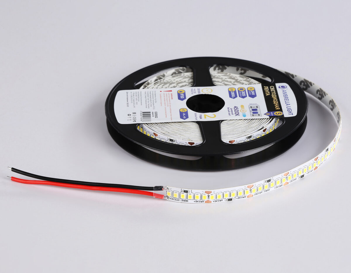 GS3502 2835 240Led /22W m/ 24V IP20 4500K/ 5000*10*1.2mm (2 конт.) — изображение 6