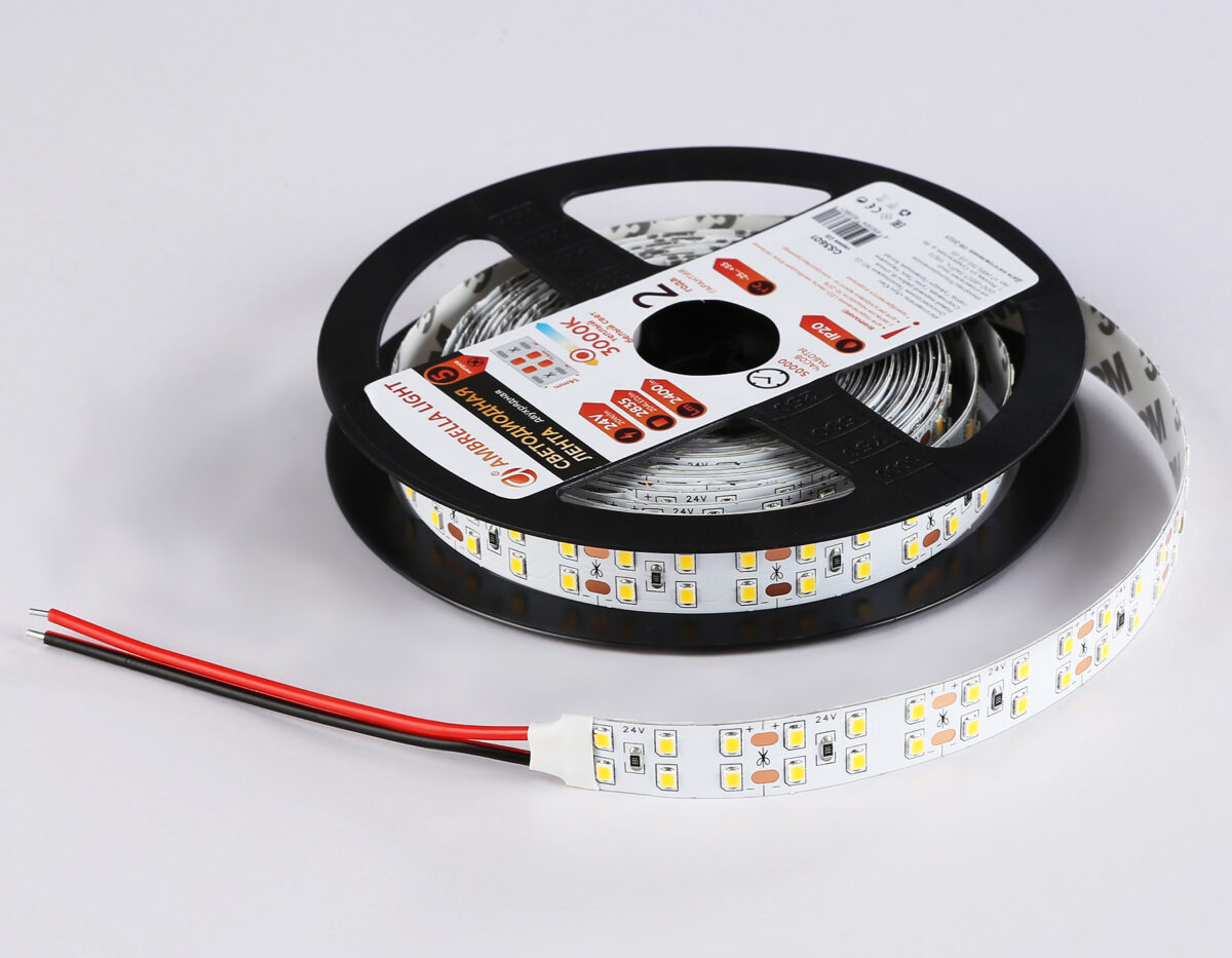 GS3601 2835 204Led/ 20W m/ 24V IP20 3000K/ 5000*14*1.2mm (2 конт.) — изображение 6