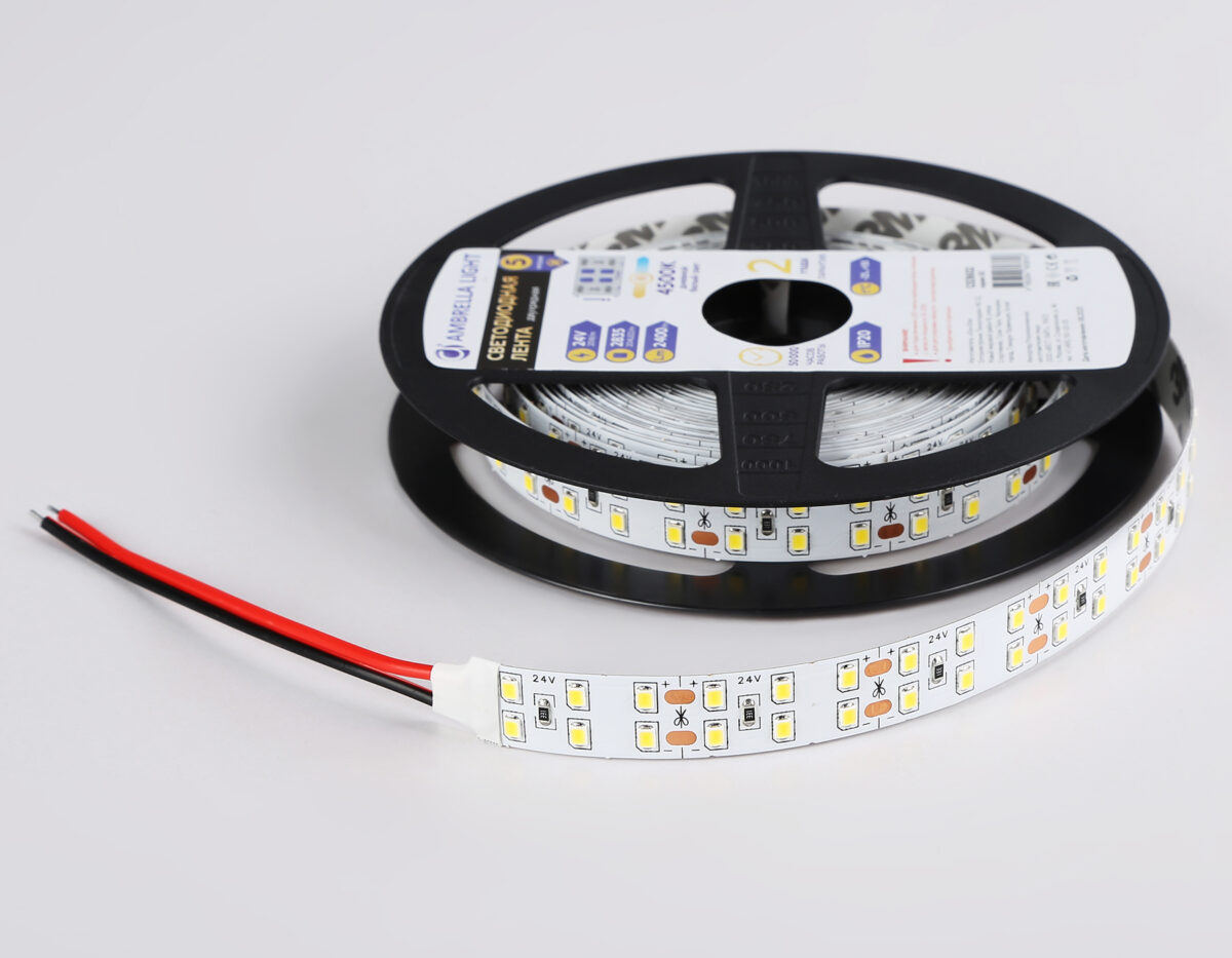 GS3602 2835 204Led/ 20W m/ 24V IP20 4500K/ 5000*14*1.2mm (2 конт.) — изображение 6