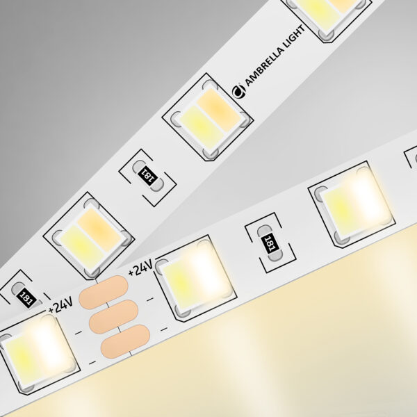 GS4101 5050 60Led/ 14W m/ 24V IP20 CCT 3000-6500K/ 5000*10*1.87mm (3 конт.)