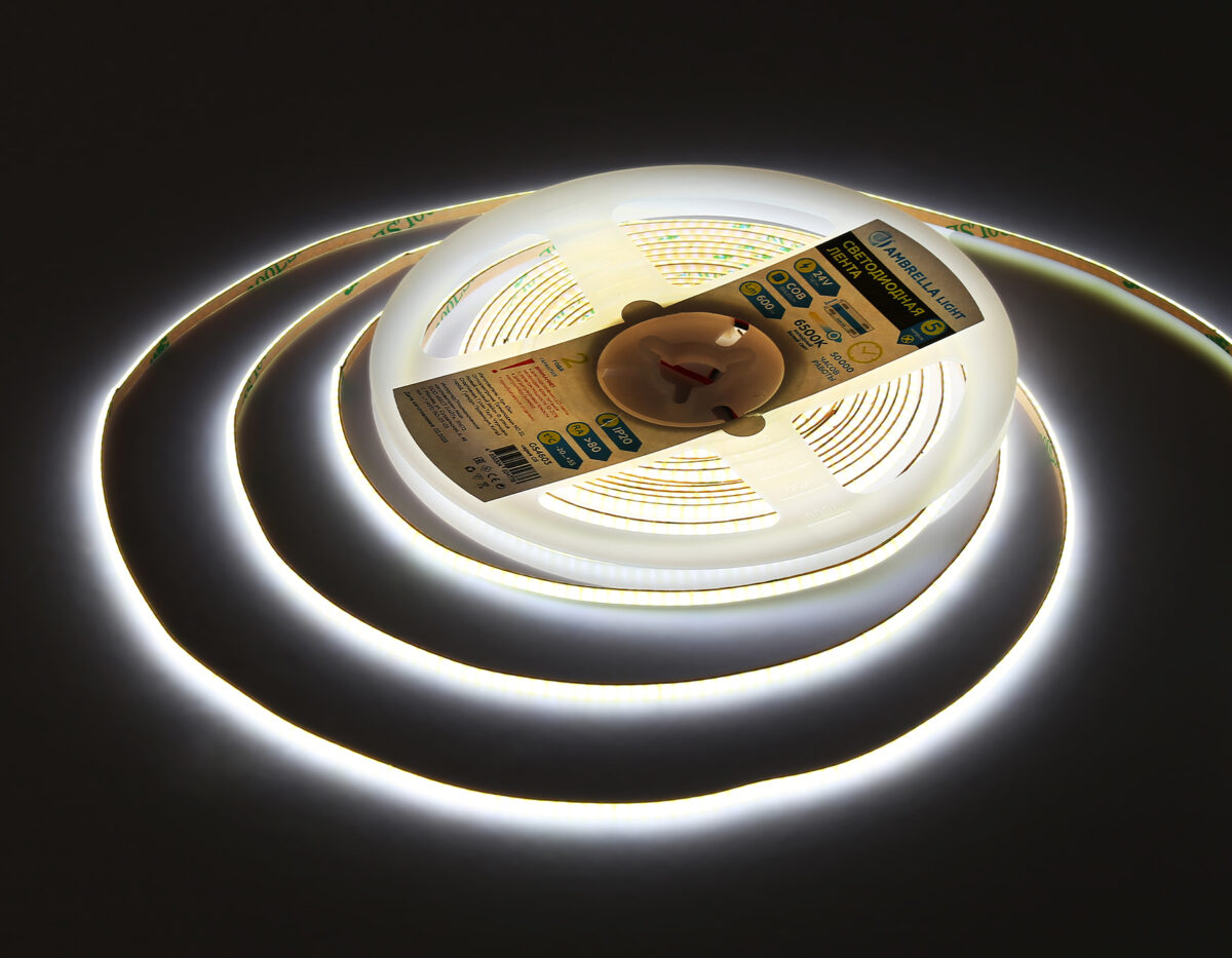 GS4603 COB 384Led/ 7W m/ 24V IP20 6500K/ 5m*3mm*2mm (2 конт.) — изображение 2