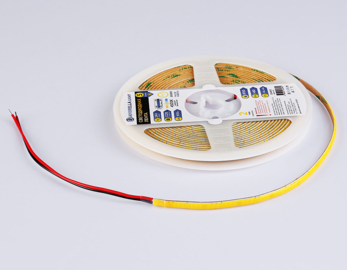 GS4612 COB 400Led/10W m/ 24V IP20 4500K/ 5m*5mm*2.1mm (2 конт.) — изображение 4