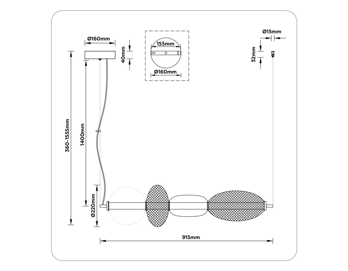 LH11010 BK/FR черный/белый матовый 32W 3000K 915*220*220 — изображение 7