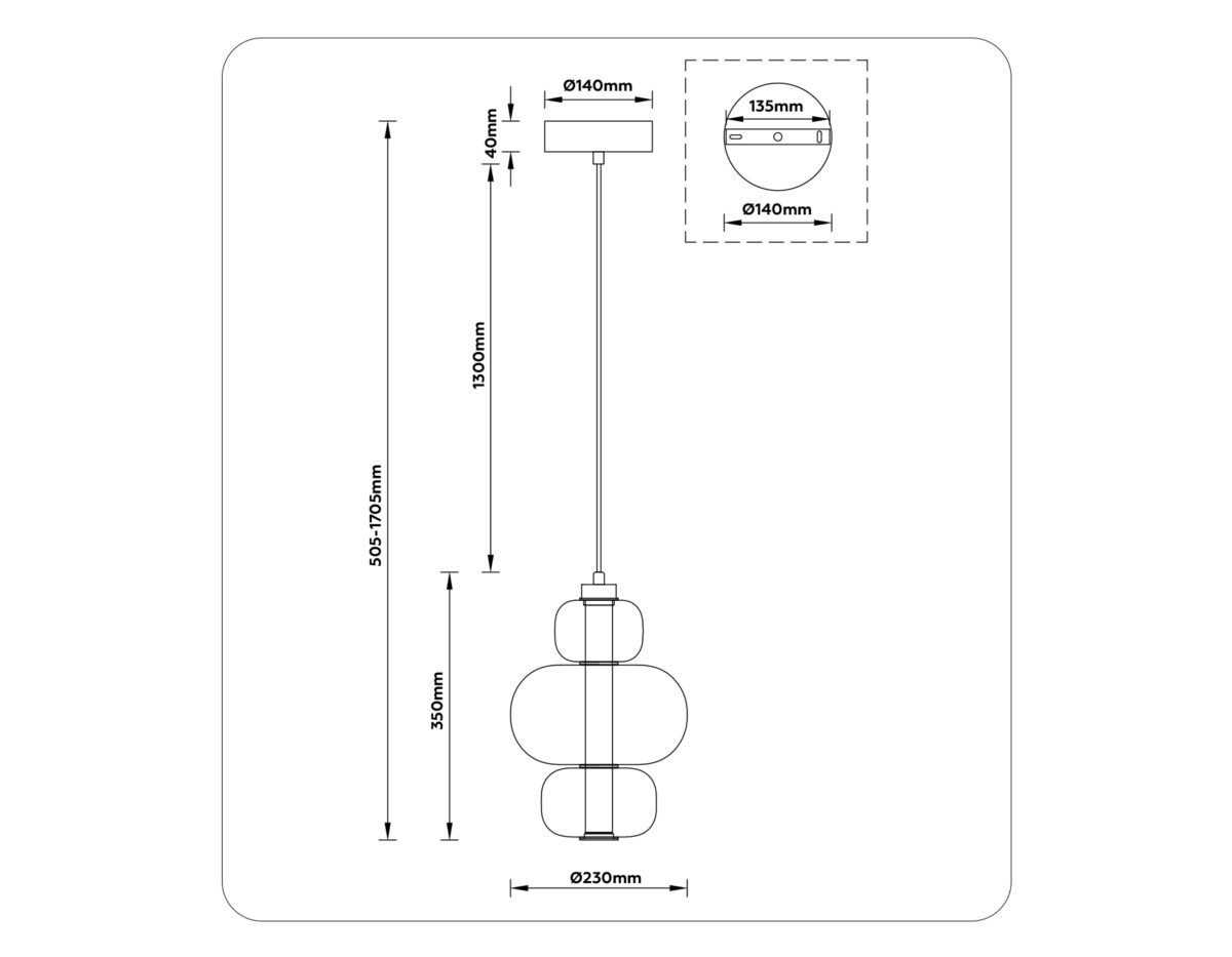 LH11057 BK/SM черный/дымчатый 18W 3000K D230*350 — изображение 6