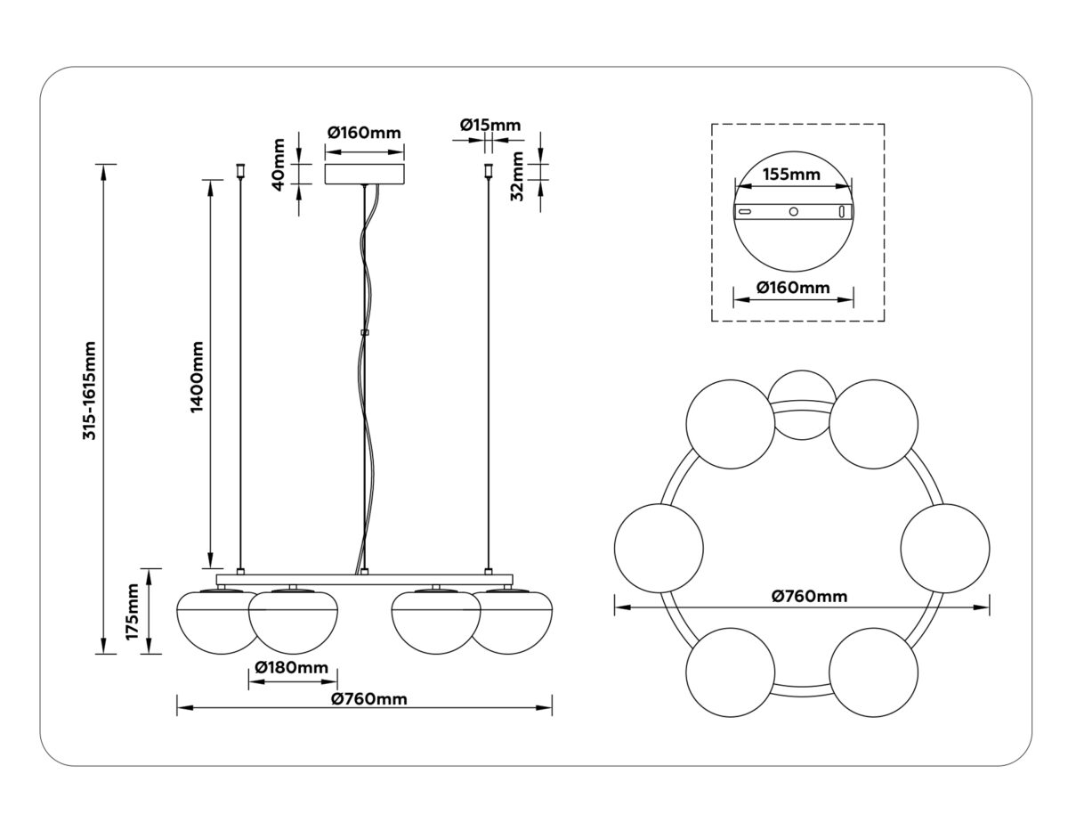 LH12003/6 BK/GD/SM черный/золото/дымчатый 36W 3000K D760*175 — изображение 7