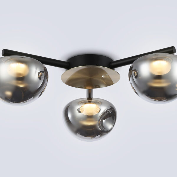 LH12006/3 BK/GD/SM черный/золото/дымчатый 18W 3000K D640*170