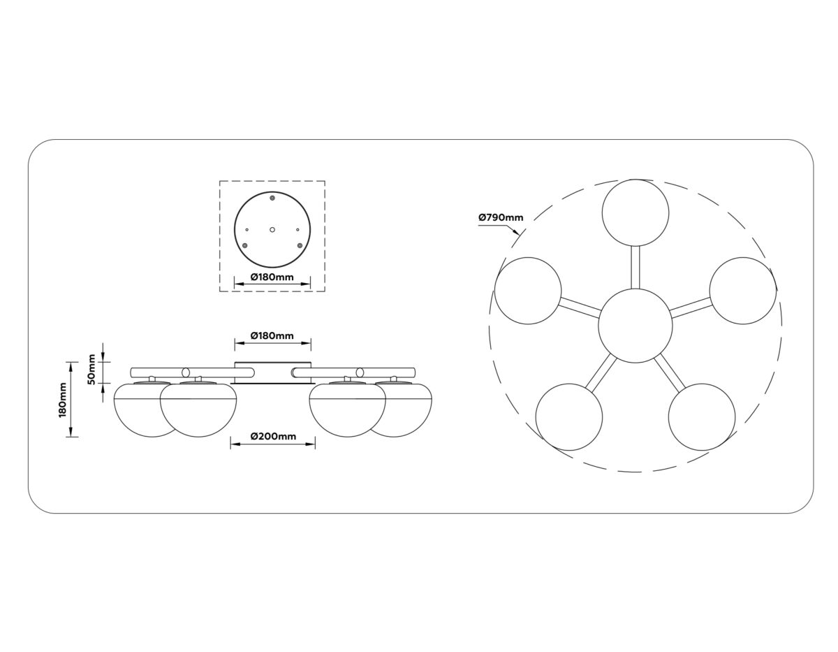 LH12009/5 BK/GD/SM черный/золото/дымчатый 30W 3000K D790*180 — изображение 6
