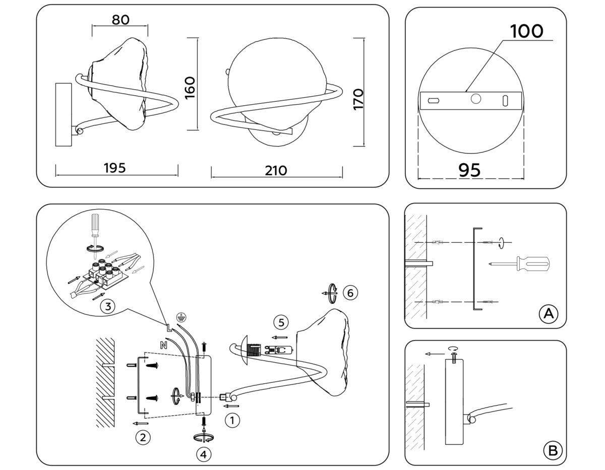 LH15005 BK/SM черный/дымчатый G9 max 40W 195*210*170 — изображение 6