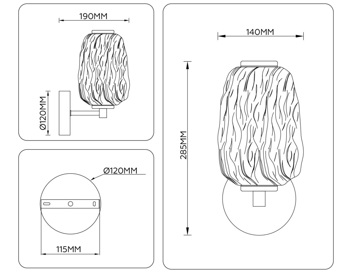 LH30108 SB/TI бронза/янтарь 8W 3000K 140*190*285 — изображение 6
