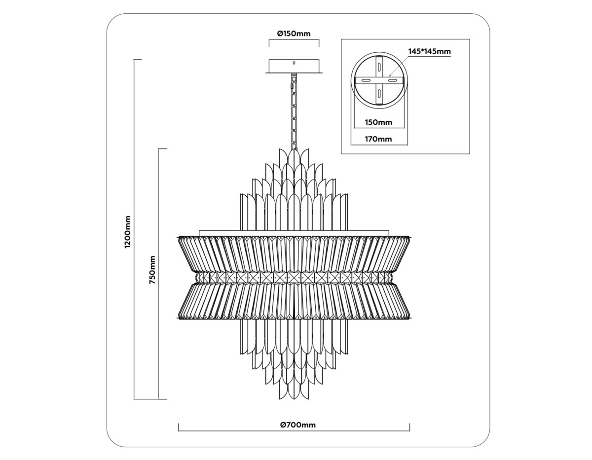 LH41026/18 BK/CL черный/прозрачный E14*18 max 40W D700*750 — изображение 7