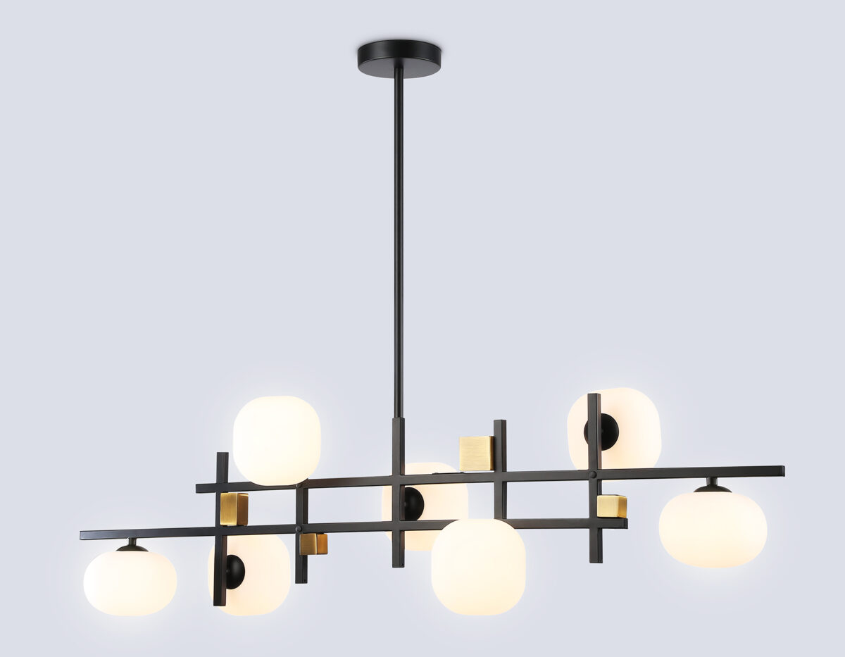 LH51017_mode1 LH51017/7 BK/BS/FR черный/латунь/белый матовый G9*7 max 28W 1100*240*300 — изображение 1