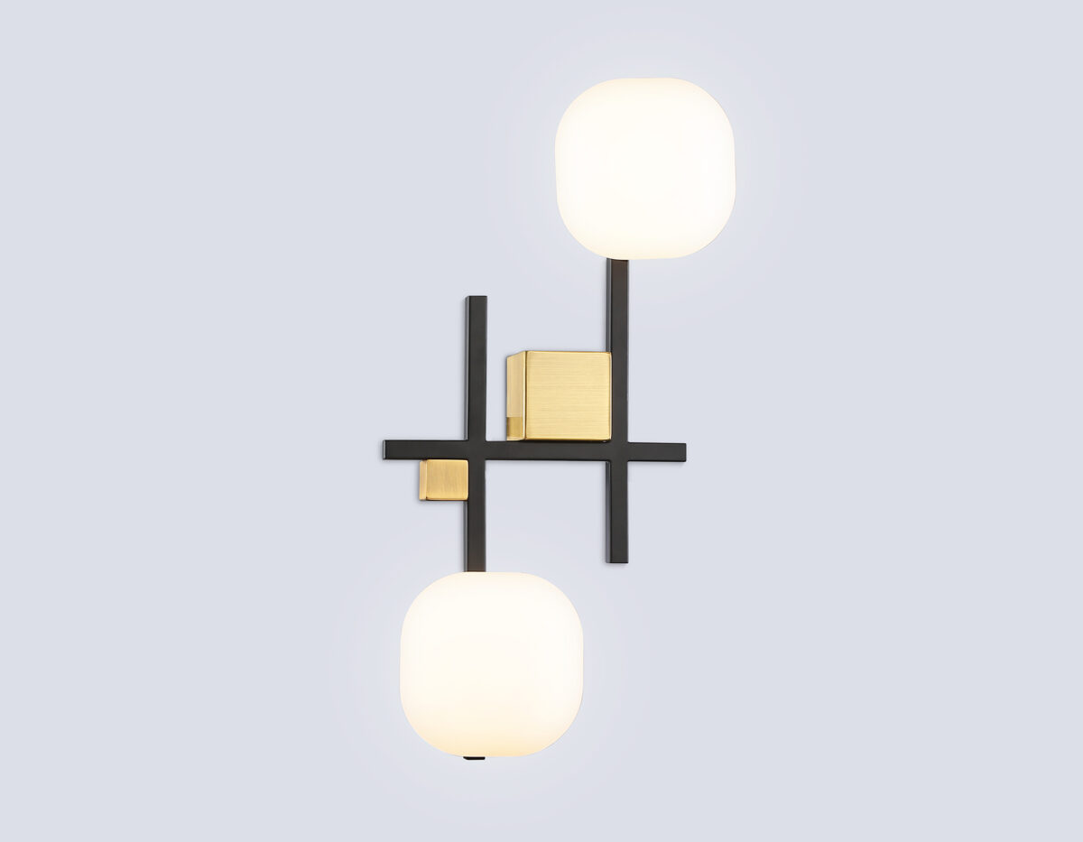 LH51019/2 BK/BS/FR черный/латунь/белый матовый G9*2 max 28W 230*170*480 — изображение 1