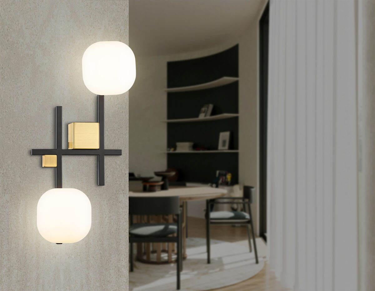 LH51019/2 BK/BS/FR черный/латунь/белый матовый G9*2 max 28W 230*170*480 — изображение 5