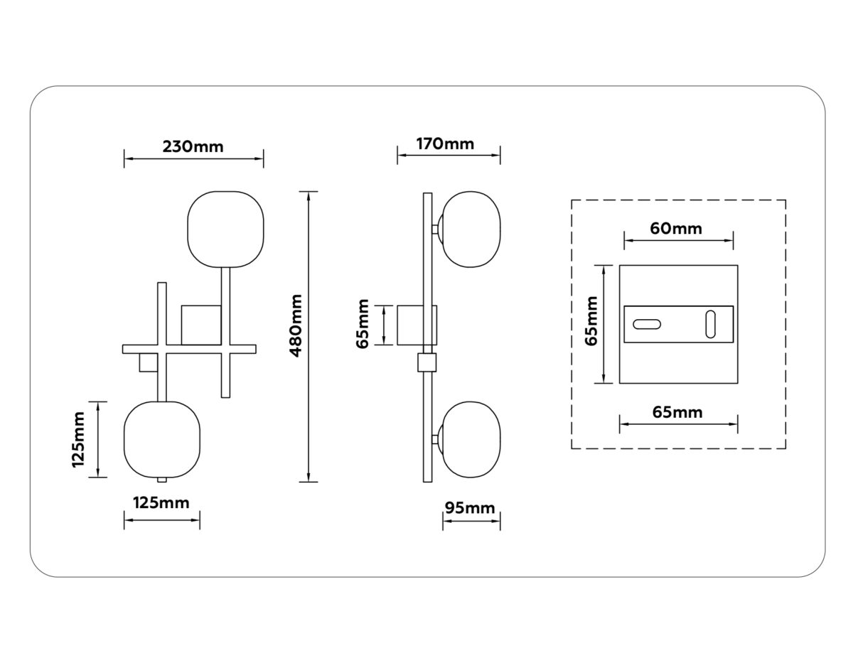 LH51019/2 BK/BS/FR черный/латунь/белый матовый G9*2 max 28W 230*170*480 — изображение 6