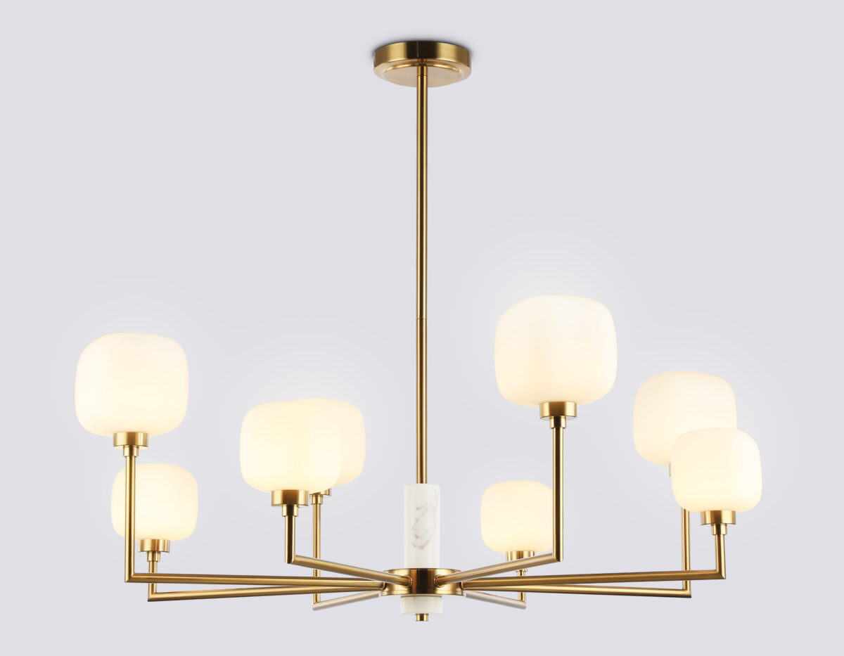 LH53017_mode1_1 LH53017/8 BS/FR латунь/белый матовый G9*8 max 40W D830*680 — изображение 1