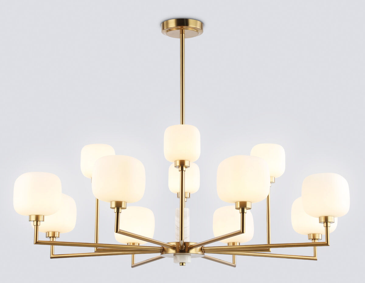 LH53019/12 BS/FR латунь/белый матовый G9*12 max 40W D910*680 — изображение 1