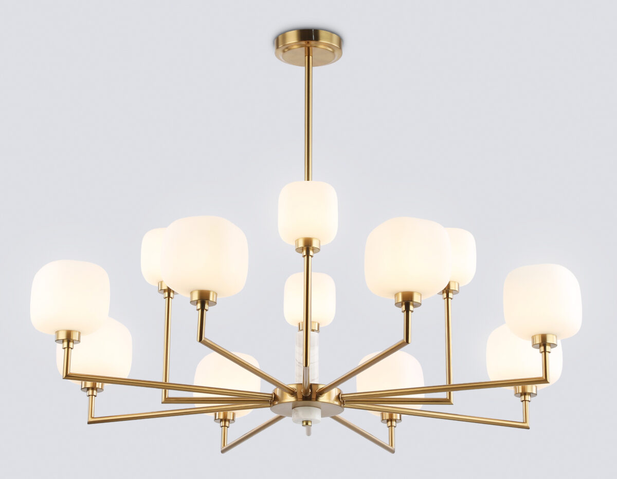 LH53019/12 BS/FR латунь/белый матовый G9*12 max 40W D910*680 — изображение 2