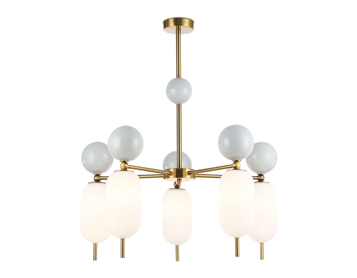 LH53104/5 BS/GR/FR латунь/серый/белый матовый G9*5 max 28W D650*750 — изображение 8