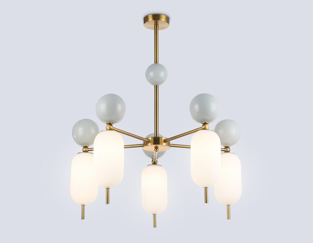 LH53104/5 BS/GR/FR латунь/серый/белый матовый G9*5 max 28W D650*750 — изображение 2