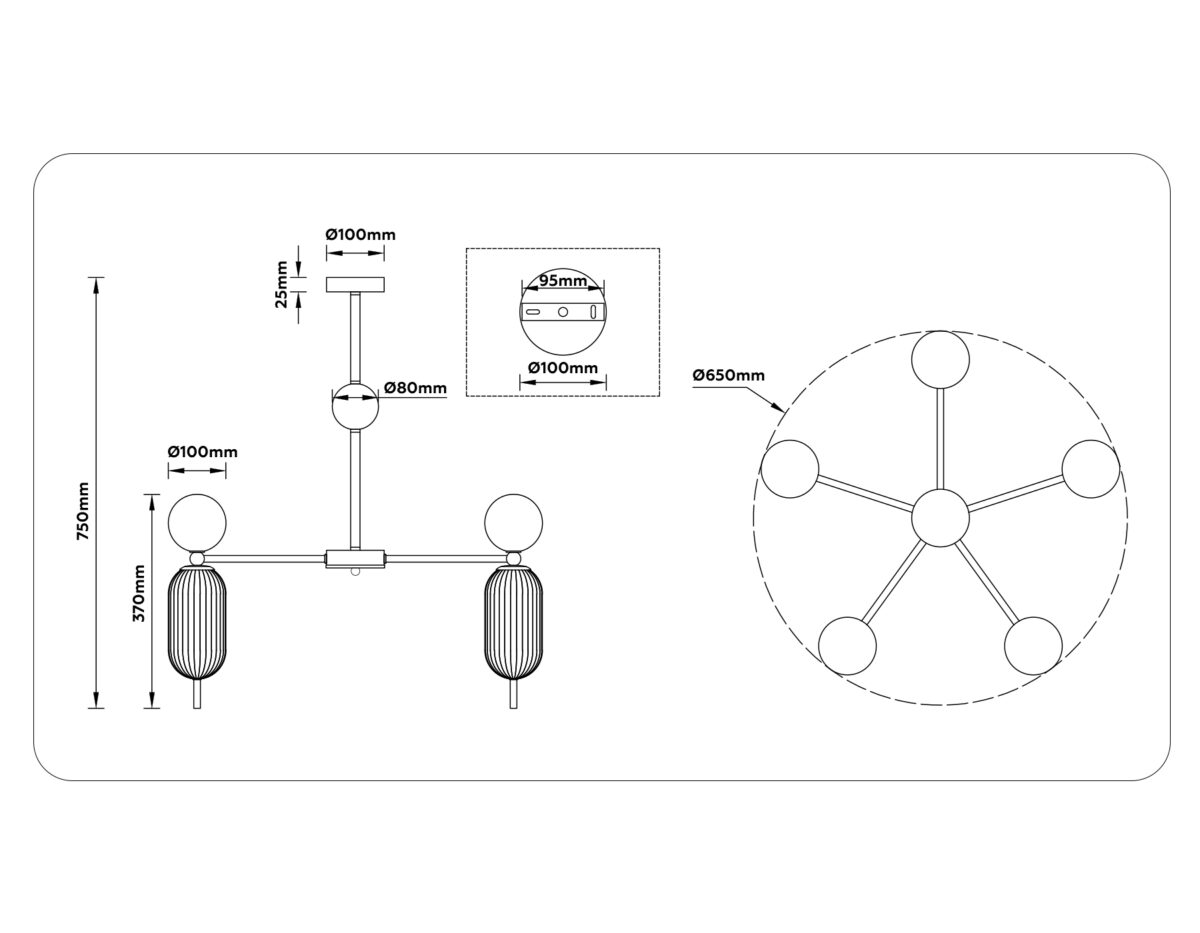 LH53104/5 BS/GR/FR латунь/серый/белый матовый G9*5 max 28W D650*750 — изображение 7