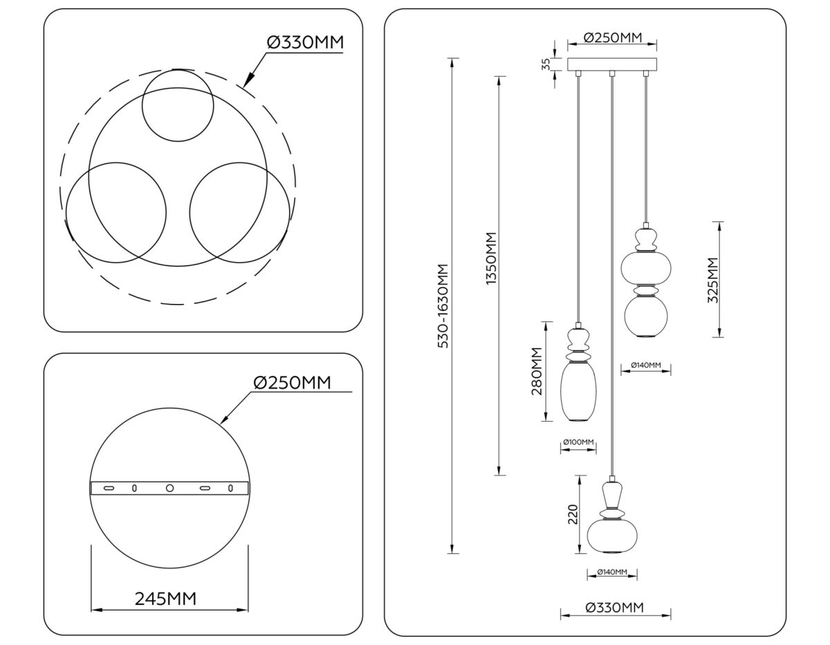 LH53143/3 BK/WH черный/белый 19W 3000K D330*1630 — изображение 6