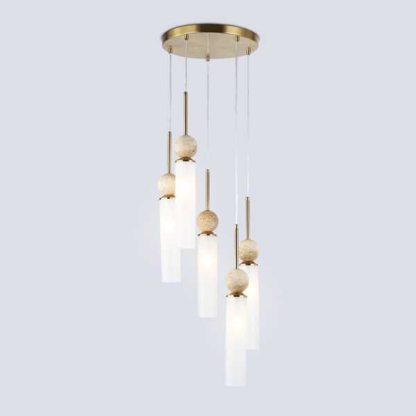 LH53259/5 BS/FR латунь/белый матовый E14*5 max 40W D330*1200