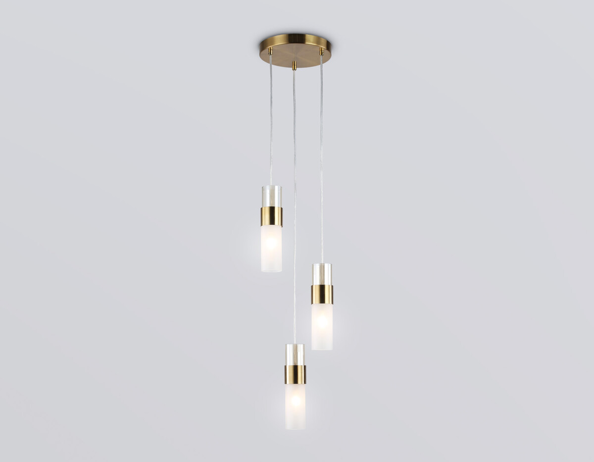 LH55112_mode1 LH55112/3 BS/FR/TI латунь/белый матовый/янтарь E14*3 max 40W D220*1200 — изображение 1