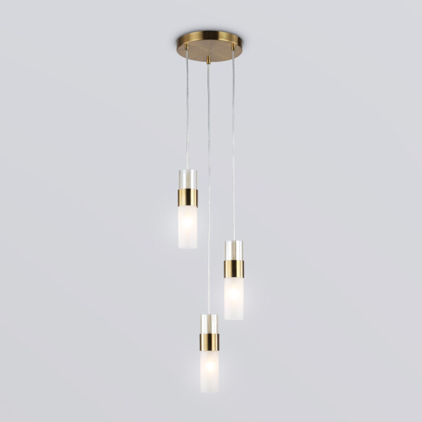 LH55112/3 BS/FR/TI латунь/белый матовый/янтарь E14*3 max 40W D220*1200