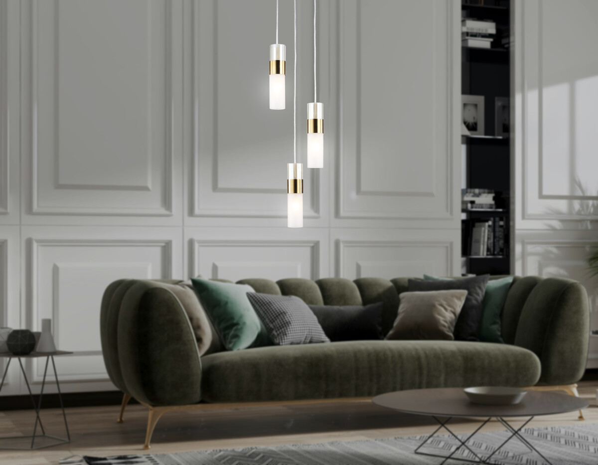 LH55112/3 BS/FR/TI латунь/белый матовый/янтарь E14*3 max 40W D220*1200 — изображение 7