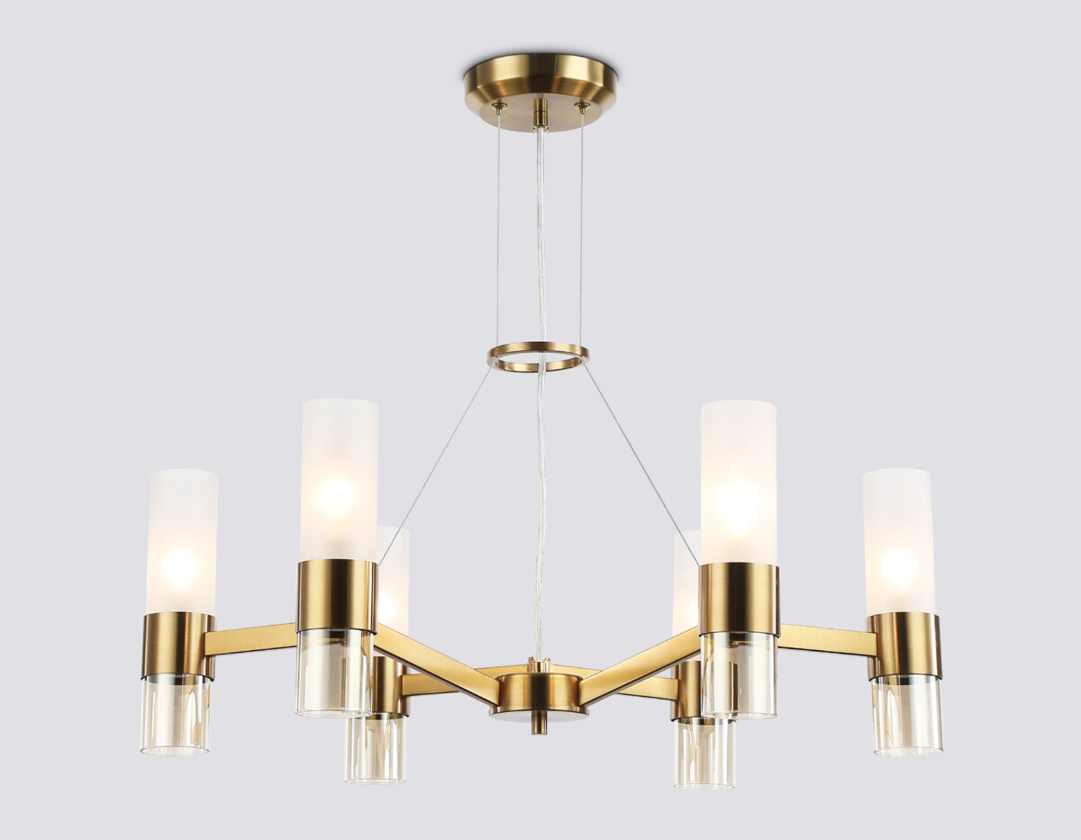 LH55114/6 BS/FR/TI латунь/белый матовый/янтарь E14*6 max 40W D650*1080 — изображение 1