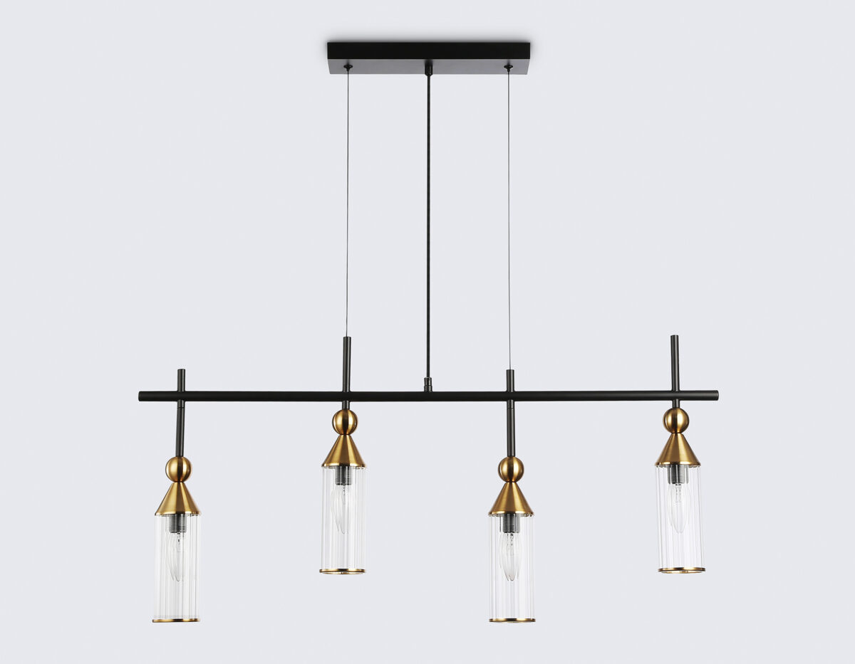 LH55254/4 BK/BS/CL черный/латунь/прозрачный E14*4 max 40W 845*65*1150 — изображение 3