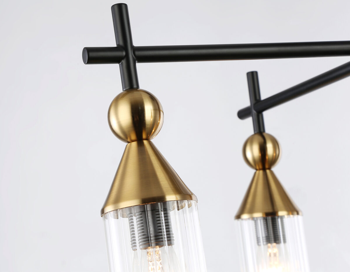 LH55256/5 BK/BS/CL черный/латунь/прозрачный E14*5 max 40W D520*520 — изображение 4