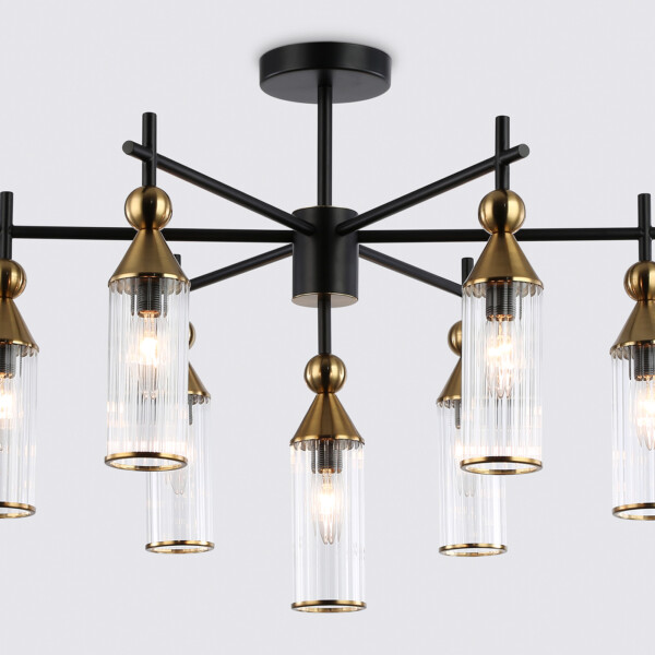 LH55257/7 BK/BS/CL черный/латунь/прозрачный E14*7 max 40W D640*520