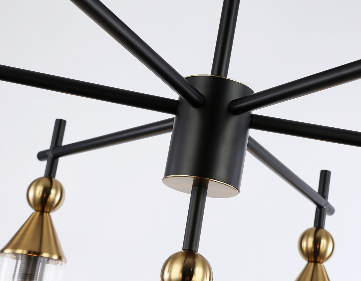 LH55257/7 BK/BS/CL черный/латунь/прозрачный E14*7 max 40W D640*520 — изображение 4