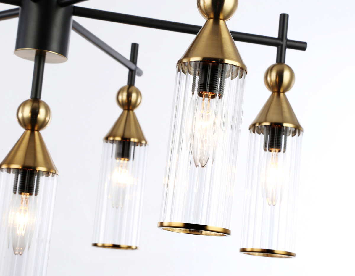 LH55257/7 BK/BS/CL черный/латунь/прозрачный E14*7 max 40W D640*520 — изображение 6