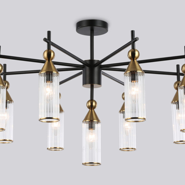 LH55258/9 BK/BS/CL черный/латунь/прозрачный E14*9 max 40W D770*530