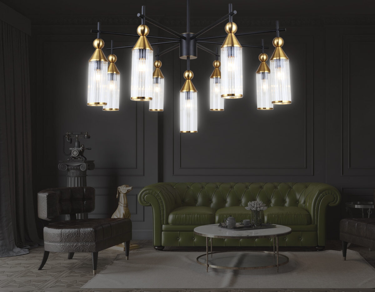 LH55258/9 BK/BS/CL черный/латунь/прозрачный E14*9 max 40W D770*530 — изображение 8