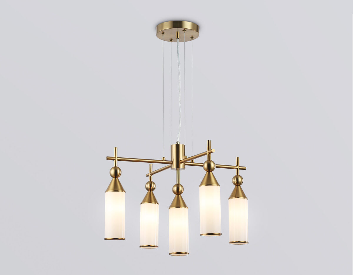 LH55276/5 BS/FR латунь/белый матовый E14*5 max 40W D520*1390 — изображение 1