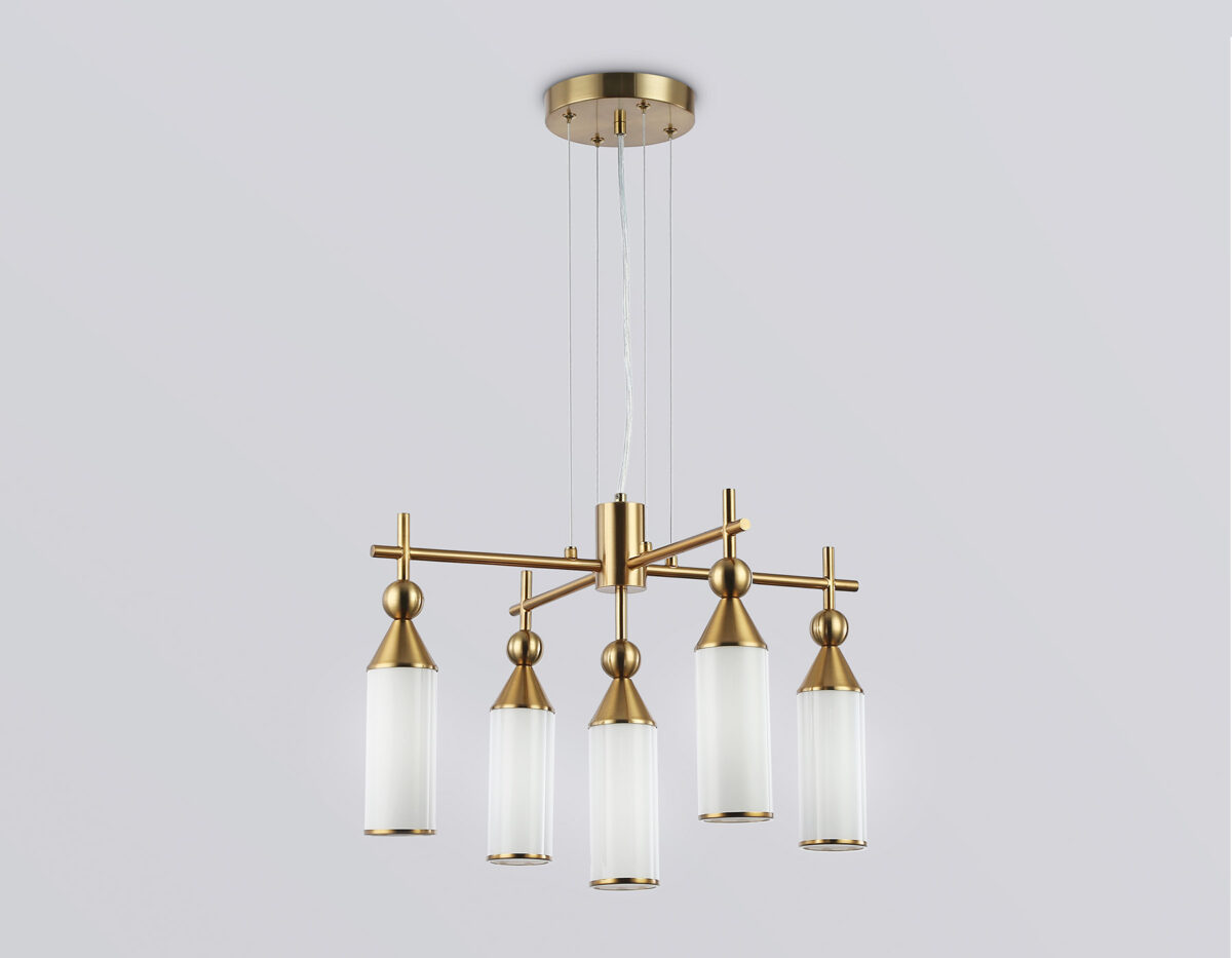 LH55276/5 BS/FR латунь/белый матовый E14*5 max 40W D520*1390 — изображение 3