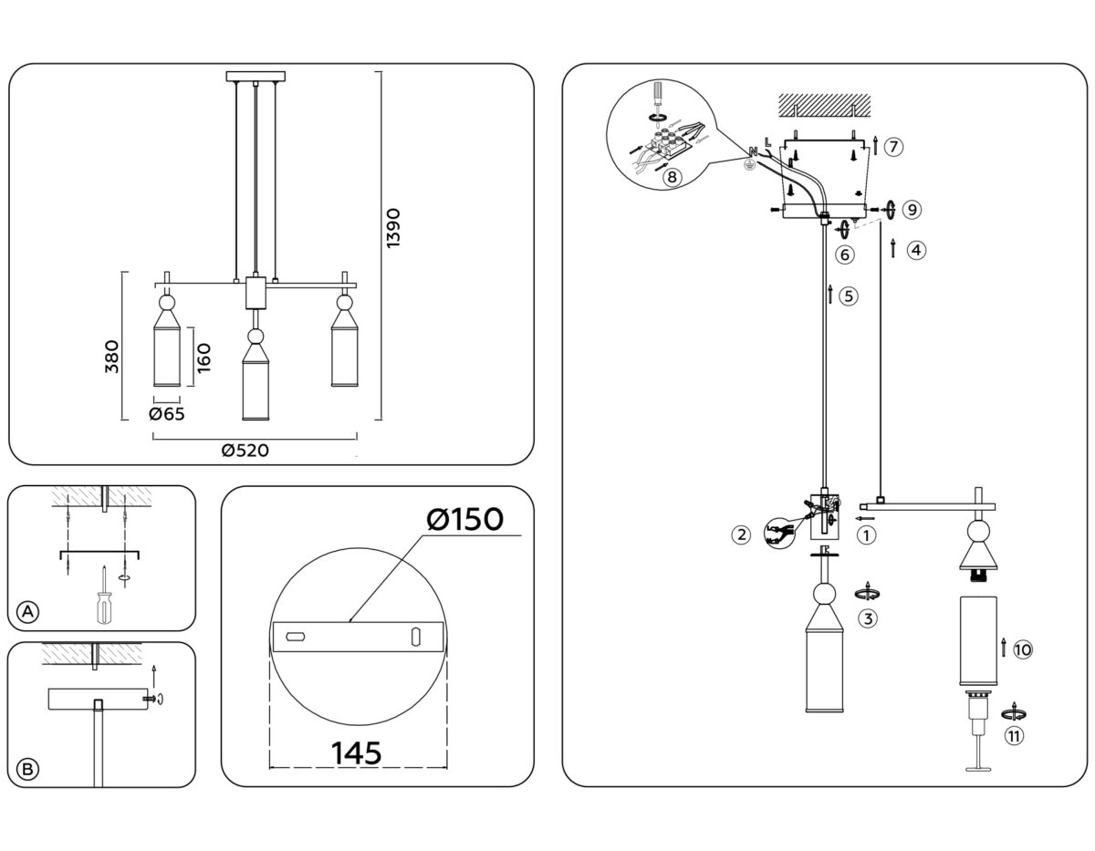 LH55276/5 BS/FR латунь/белый матовый E14*5 max 40W D520*1390 — изображение 7