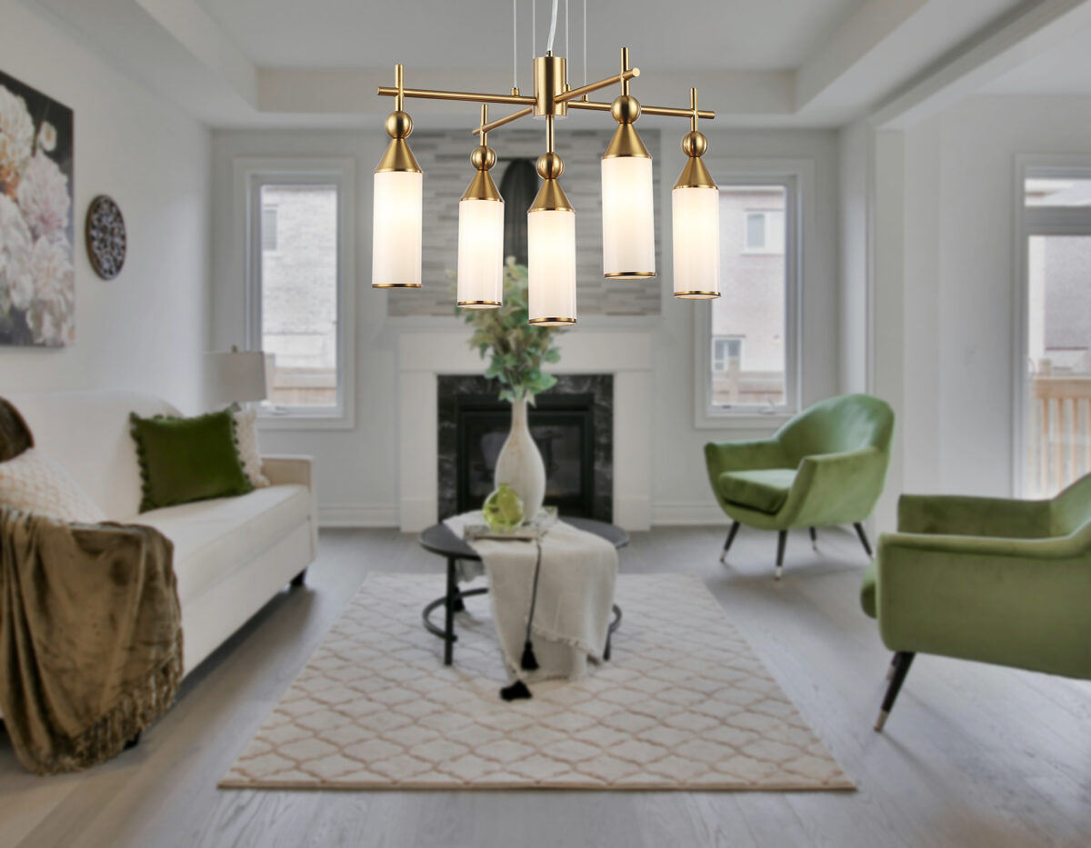 LH55276/5 BS/FR латунь/белый матовый E14*5 max 40W D520*1390 — изображение 8