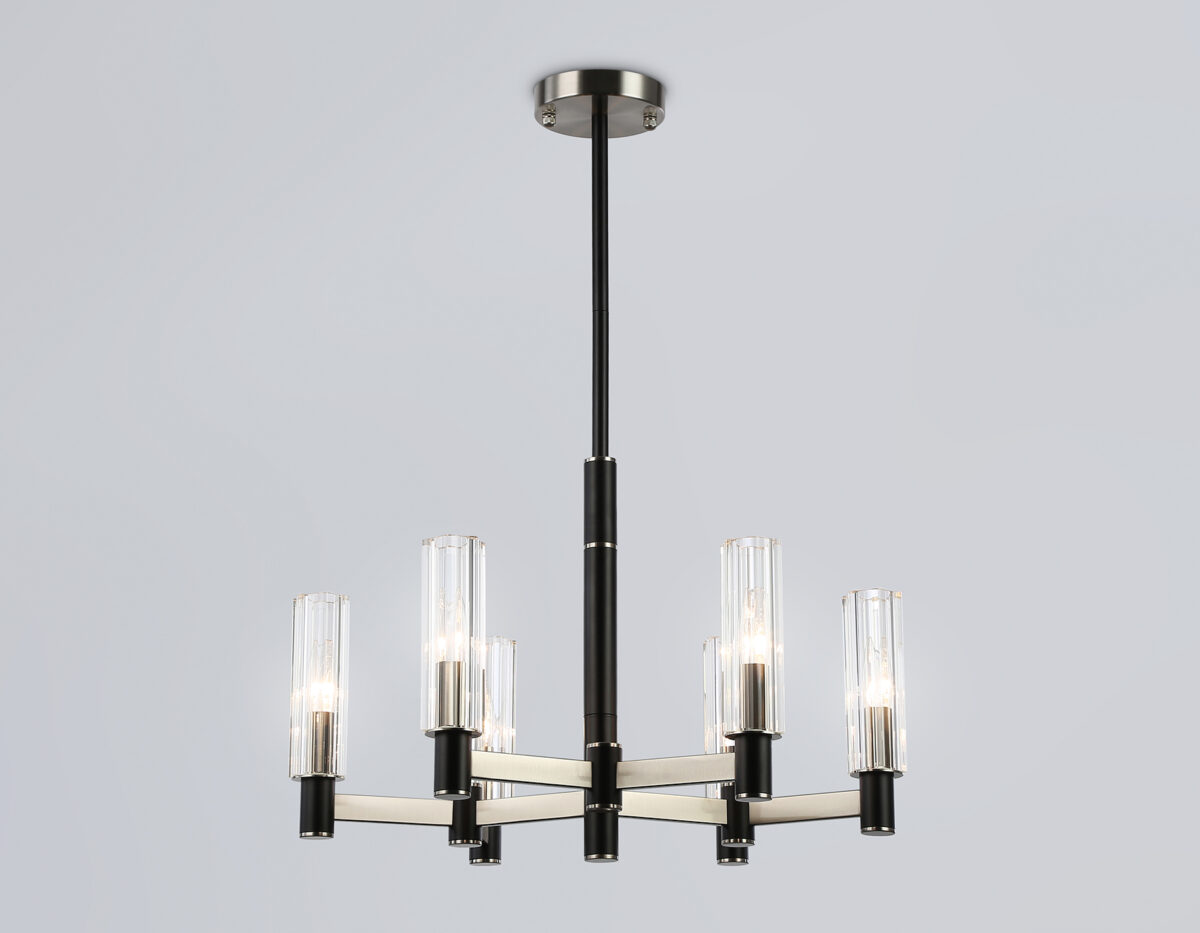 LH55501_mode1 LH55501/6 SN/BK/CL сатин никель/черный/прозрачный E14*6 max 40W D570*760 — изображение 1